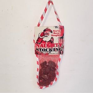 Vintage 1984 Naughty Stocking Genuine American Coal in Mesh Christmas Stocking